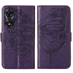 Funda de Cuero Cartera con Soporte Mariposa Carcasa YB2 para Oppo A78 5G Morado