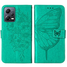 Funda de Cuero Cartera con Soporte Mariposa Carcasa YB2 para Xiaomi Poco X5 5G Verde