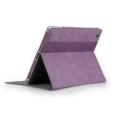 Funda de Cuero Cartera con Soporte para Apple iPad 3 Morado