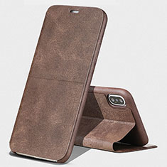 Funda de Cuero Cartera con Soporte para Apple iPhone Xs Max Marron