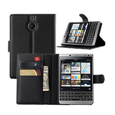 Funda de Cuero Cartera con Soporte para Blackberry Passport Silver Edition Negro