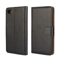 Funda de Cuero Cartera con Soporte para Blackberry Z30 Negro