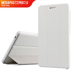 Funda de Cuero Cartera con Soporte para Huawei MediaPad T2 Pro 7.0 PLE-703L Blanco