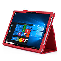 Funda de Cuero Cartera con Soporte para Microsoft Surface Pro 3 Rojo