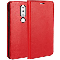 Funda de Cuero Cartera con Soporte para Nokia X6 Rojo