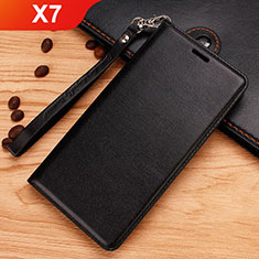 Funda de Cuero Cartera con Soporte para Nokia X7 Negro