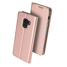 Funda de Cuero Cartera con Soporte para Samsung Galaxy A8+ A8 Plus (2018) A730F Oro Rosa