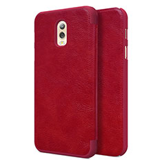 Funda de Cuero Cartera con Soporte para Samsung Galaxy C8 C710F Rojo