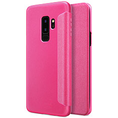 Funda de Cuero Cartera con Soporte para Samsung Galaxy S9 Plus Rosa Roja