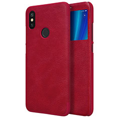 Funda de Cuero Cartera con Soporte para Xiaomi Mi A2 Rojo