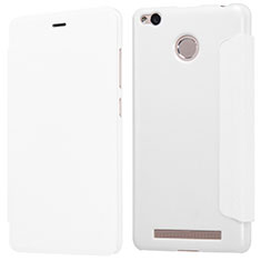 Funda de Cuero Cartera con Soporte para Xiaomi Redmi 3 High Edition Blanco