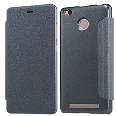 Funda de Cuero Cartera con Soporte para Xiaomi Redmi 3S Negro