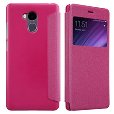 Funda de Cuero Cartera con Soporte para Xiaomi Redmi 4 Prime High Edition Rosa Roja