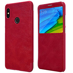 Funda de Cuero Cartera con Soporte para Xiaomi Redmi Note 5 AI Dual Camera Rojo