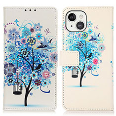 Funda de Cuero Cartera con Soporte Patron de Moda Carcasa A07 para Apple iPhone 14 Azul