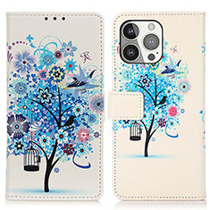 Funda de Cuero Cartera con Soporte Patron de Moda Carcasa A07 para Apple iPhone 14 Pro Max Azul