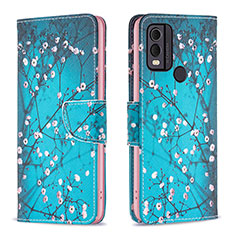 Funda de Cuero Cartera con Soporte Patron de Moda Carcasa B01F para Nokia C22 Cian