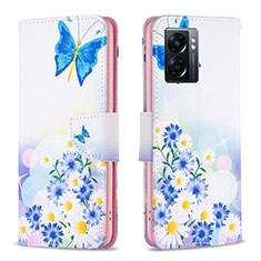 Funda de Cuero Cartera con Soporte Patron de Moda Carcasa B01F para OnePlus Nord N300 5G Azul