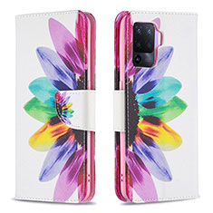 Funda de Cuero Cartera con Soporte Patron de Moda Carcasa B01F para Oppo F19 Pro Multicolor