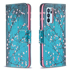 Funda de Cuero Cartera con Soporte Patron de Moda Carcasa B01F para Oppo Reno6 Pro 5G India Cian