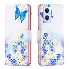 Funda de Cuero Cartera con Soporte Patron de Moda Carcasa B01F para Oppo Reno7 Lite 5G Azul