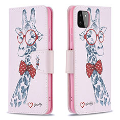 Funda de Cuero Cartera con Soporte Patron de Moda Carcasa B01F para Samsung Galaxy F42 5G Rosa