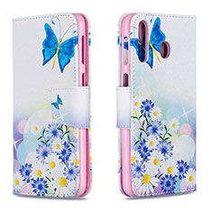 Funda de Cuero Cartera con Soporte Patron de Moda Carcasa B01F para Samsung Galaxy M30 Azul