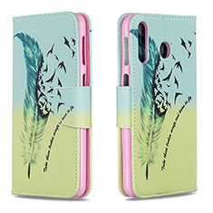 Funda de Cuero Cartera con Soporte Patron de Moda Carcasa B01F para Samsung Galaxy M30 Menta Verde