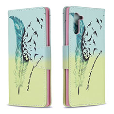 Funda de Cuero Cartera con Soporte Patron de Moda Carcasa B01F para Samsung Galaxy Note 10 5G Menta Verde