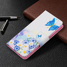 Funda de Cuero Cartera con Soporte Patron de Moda Carcasa B01F para Samsung Galaxy S21 5G Azul Cielo