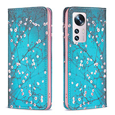 Funda de Cuero Cartera con Soporte Patron de Moda Carcasa B01F para Xiaomi Mi 12X 5G Cian