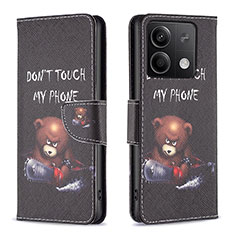 Funda de Cuero Cartera con Soporte Patron de Moda Carcasa B01F para Xiaomi Redmi Note 13 5G Gris Oscuro