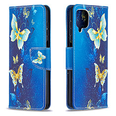 Funda de Cuero Cartera con Soporte Patron de Moda Carcasa B03F para Samsung Galaxy A12 Nacho Azul Cielo