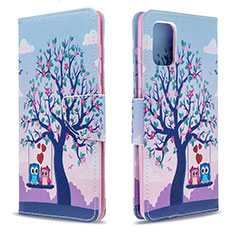 Funda de Cuero Cartera con Soporte Patron de Moda Carcasa B03F para Samsung Galaxy A71 4G A715 Purpura Claro