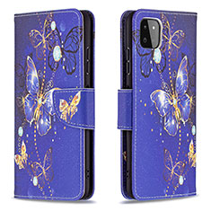 Funda de Cuero Cartera con Soporte Patron de Moda Carcasa B03F para Samsung Galaxy F42 5G Azul Real