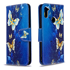 Funda de Cuero Cartera con Soporte Patron de Moda Carcasa B03F para Samsung Galaxy M11 Azul Cielo