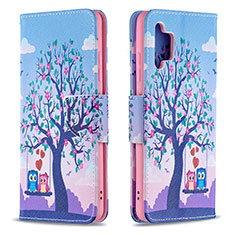 Funda de Cuero Cartera con Soporte Patron de Moda Carcasa B03F para Samsung Galaxy M32 5G Purpura Claro