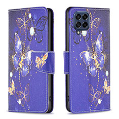 Funda de Cuero Cartera con Soporte Patron de Moda Carcasa B03F para Samsung Galaxy M53 5G Azul Real