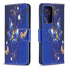 Funda de Cuero Cartera con Soporte Patron de Moda Carcasa B03F para Samsung Galaxy Note 20 Ultra 5G Azul Real