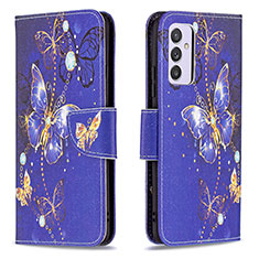 Funda de Cuero Cartera con Soporte Patron de Moda Carcasa B03F para Samsung Galaxy Quantum2 5G Azul Real