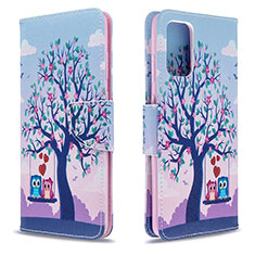 Funda de Cuero Cartera con Soporte Patron de Moda Carcasa B03F para Samsung Galaxy S20 5G Purpura Claro