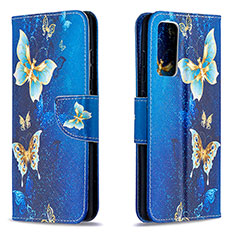 Funda de Cuero Cartera con Soporte Patron de Moda Carcasa B03F para Samsung Galaxy S20 Lite 5G Azul Cielo