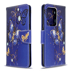 Funda de Cuero Cartera con Soporte Patron de Moda Carcasa B03F para Samsung Galaxy S20 Plus Azul Real