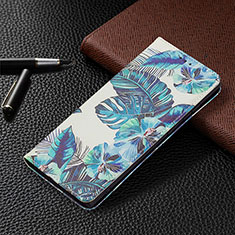 Funda de Cuero Cartera con Soporte Patron de Moda Carcasa B03F para Samsung Galaxy S22 Ultra 5G Azul