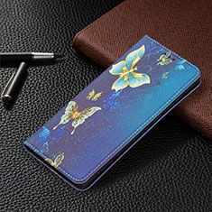Funda de Cuero Cartera con Soporte Patron de Moda Carcasa B03F para Samsung Galaxy S23 Ultra 5G Azul Real