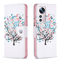 Funda de Cuero Cartera con Soporte Patron de Moda Carcasa B03F para Xiaomi Mi 12S 5G Blanco