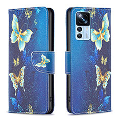 Funda de Cuero Cartera con Soporte Patron de Moda Carcasa B03F para Xiaomi Mi 12T 5G Azul Cielo