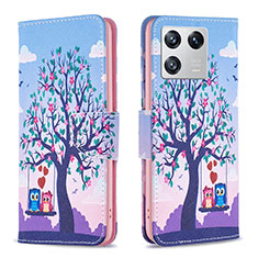 Funda de Cuero Cartera con Soporte Patron de Moda Carcasa B03F para Xiaomi Mi 13 5G Purpura Claro