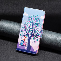 Funda de Cuero Cartera con Soporte Patron de Moda Carcasa B03F para Xiaomi Redmi Note 12 5G Purpura Claro