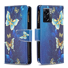 Funda de Cuero Cartera con Soporte Patron de Moda Carcasa B04F para OnePlus Nord N300 5G Azul